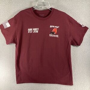 USAF Basic Military‎ Training T Shirt Adult Large Burgundy 323 TRS Mustangs